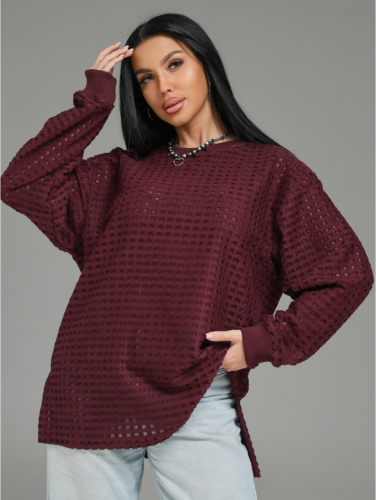 Изображение товара «Женский свитшот из футера 3х нитки петли жаккарда «Фрэнсис [бордо]» арт 87784» из магазина «Ивановский-Текстиль.РФ»