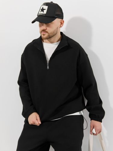 Изображение товара «Мужская толстовка из интерлока-пике «Интер-1 [черный]» арт 89466» из магазина «Ивановский-Текстиль.РФ»