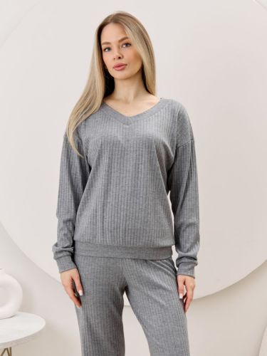 Изображение товара «Женский джемпер из фактурного трикотажа «Эвила-3 [серый]» арт 87348» из магазина «Ивановский-Текстиль.РФ»