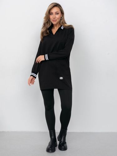 Изображение товара «Посл размер Женская туника из футера с лайкрой «Бланш [черный]» арт 85959» из магазина «Ивановский-Текстиль.РФ»