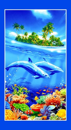 Изображение товара «Полотенце из вафельного полотна [80x150] «Дельфины» арт 83933» из магазина «Ивановский-Текстиль.РФ»