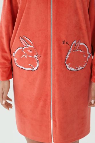 Изображение товара «Женский халат (на молнии) из вельмонда «Монисто [терракотовый]» арт 77158» из магазина «Ивановский-Текстиль.РФ»