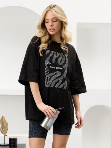 Изображение товара «Женская футболка из кулирки с лайкрой «Флеш-5 [черный]» арт 87666» из магазина «Ивановский-Текстиль.РФ»