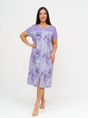 Изображение товара «Женский халат (на молнии) из кулирки «Х-052 (лиловый)» арт 77808» из магазина «Ивановский-Текстиль.РФ»