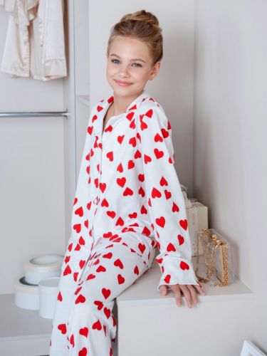 Изображение товара «Пижама для девочки (рубашка+брюки) из кулирки «Любасон» арт 86748» из магазина «Ивановский-Текстиль.РФ»