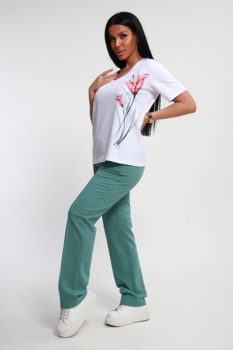 Изображение товара «Женский костюм (футболка+брюки) из футера «74724» арт 88110» из магазина «Ивановский-Текстиль.РФ»