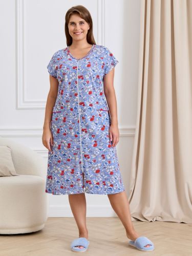 Изображение товара «Женский халат (на молнии) из кулирки «Олим [мак]» арт 85750» из магазина «Ивановский-Текстиль.РФ»