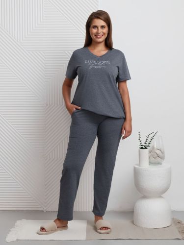 Изображение товара «Женский костюм (футболка+брюки) из кулирки меланж «Мальта [индиго]» арт 85533» из магазина «Ивановский-Текстиль.РФ»