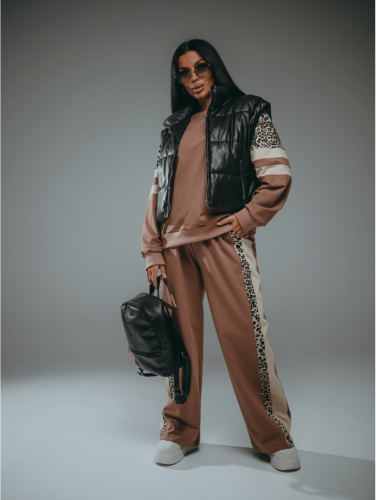 Изображение товара «Женский костюм (свитшот+брюки) из футера с лайкрой «Хлоя [кофе]» арт 86817» из магазина «Ивановский-Текстиль.РФ»