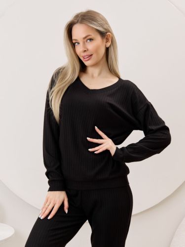 Изображение товара «Женский джемпер из фактурного трикотажа «Эвила-3 [черный]» арт 87351» из магазина «Ивановский-Текстиль.РФ»
