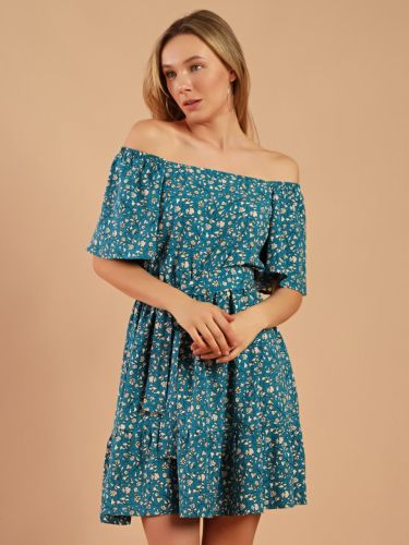 Изображение товара «Женское платье из штапеля «Леди шарм-1 [петроль]» арт 84208» из магазина «Ивановский-Текстиль.РФ»