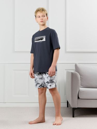 Изображение товара «Костюм для мальчика (футболка+шорты) из кулирки «Олимп-2 [графитовый]» арт 87641» из магазина «Ивановский-Текстиль.РФ»