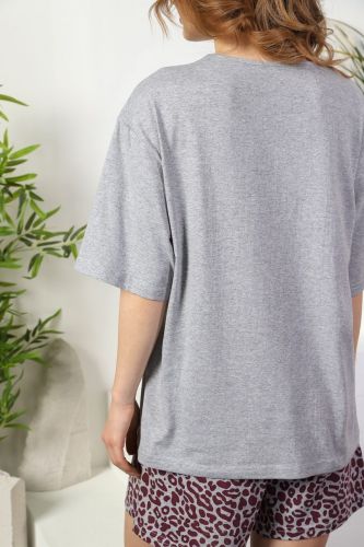 Изображение товара «Женский костюм (футболка+шорты) из кулирки меланж «Сахара-2 [бордовый]» арт 81068» из магазина «Ивановский-Текстиль.РФ»