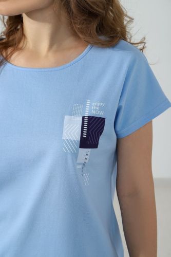 Изображение товара «Женский костюм (футболка+шорты) из кулирки «Триумф-3 [голубой]» арт 77070» из магазина «Ивановский-Текстиль.РФ»