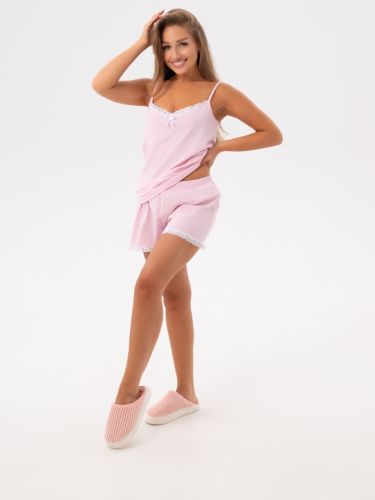 Изображение товара «Женская пижама (майка+шорты) «У221хр1916 [розовый]» арт 77665» из магазина «Ивановский-Текстиль.РФ»