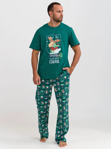 Изображение товара «Мужская пижама (футболка+брюки) из кулирки «Все будет! 2262-К (изумруд)» арт 78442» из магазина «Ивановский-Текстиль.РФ»