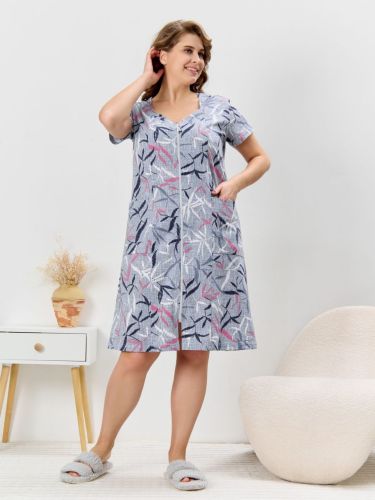 Изображение товара «Женский халат (на молнии) из кулирки «Канон-1 [серый]» арт 88074» из магазина «Ивановский-Текстиль.РФ»