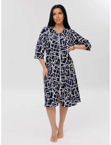 Изображение товара «Женский халат (на молнии) из кулирки «Х-74 (К) (темно-синий)» арт 87864» из магазина «Ивановский-Текстиль.РФ»