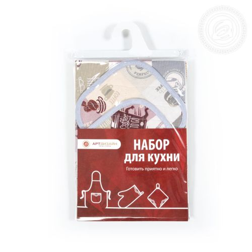 Изображение товара «Набор для кухни из рогожки «№3 эспрессо» арт 63889» из магазина «Ивановский-Текстиль.РФ»