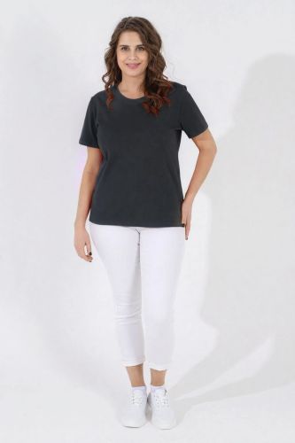Изображение товара «Женская футболка из кулирки с лайкрой «Базис-4 [графитовый]» арт 90013» из магазина «Ивановский-Текстиль.РФ»