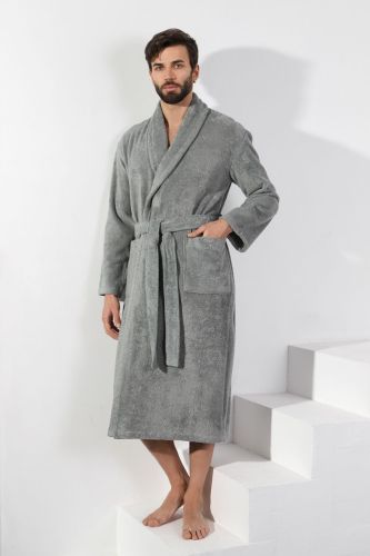 Изображение товара «Мужской халат из махры «Комфорт-4 [серо-зеленый]» арт 82718» из магазина «Ивановский-Текстиль.РФ»