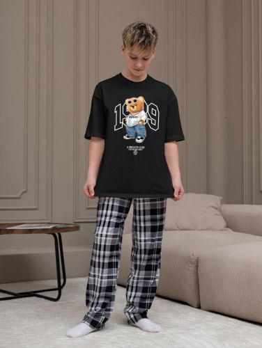 Изображение товара «Костюм для мальчика (футболка+брюки) из кулирки «Мишель-3 [черный]» арт 89215» из магазина «Ивановский-Текстиль.РФ»