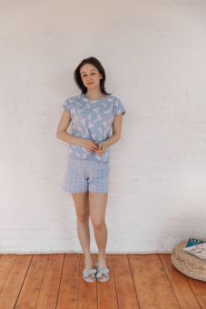 Изображение товара «Женская пижама (футболка+шорты) из кулирки «27323» арт 51538» из магазина «Ивановский-Текстиль.РФ»