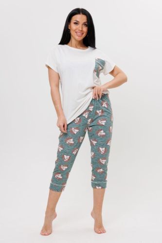 Изображение товара «Посл размер Женская пижама (футболка+бриджи) из кулирки «2003/1» арт 88192» из магазина «Ивановский-Текстиль.РФ»