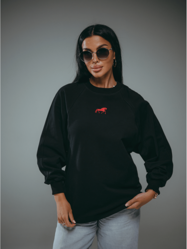 Изображение товара «Женский свитшот из футера 2х нитки пенье фирча «Символ [черный]» арт 86786» из магазина «Ивановский-Текстиль.РФ»