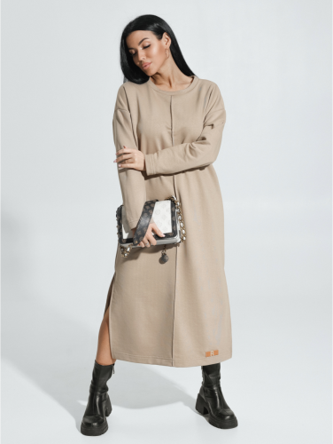 Изображение товара «Женское платье из футера петля «Тайра [капучино]» арт 86170» из магазина «Ивановский-Текстиль.РФ»