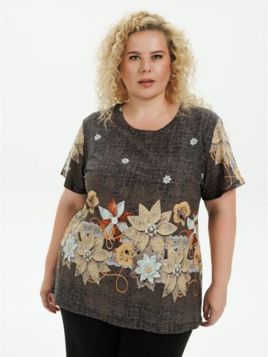 Изображение товара «Женская футболка из кулирки «Аннушка [черный]» арт 88265» из магазина «Ивановский-Текстиль.РФ»