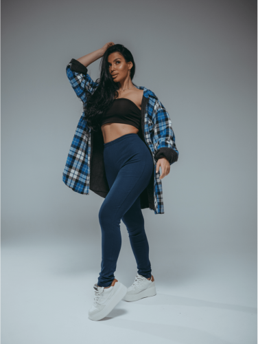 Изображение товара «Женские леггинсы из рибаны «Бритни [индиго]» арт 86506» из магазина «Ивановский-Текстиль.РФ»