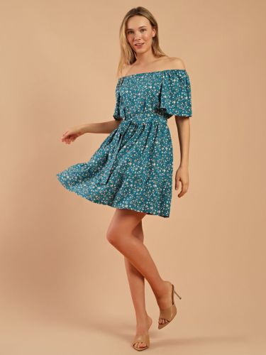 Изображение товара «Женское платье из штапеля «Леди шарм-1 [петроль]» арт 84208» из магазина «Ивановский-Текстиль.РФ»