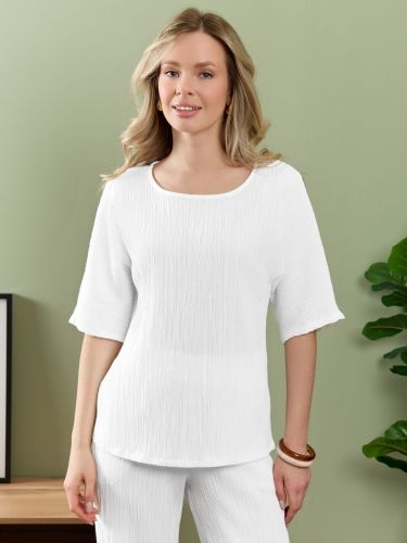 Изображение товара «Женская блузка из плательной ткани «Сиеста-6 [белый]» арт 89896» из магазина «Ивановский-Текстиль.РФ»