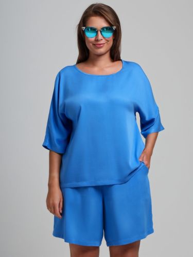 Изображение товара «Женские шорты из плательной ткани «Летний драйв-3 [голубой]» арт 85005» из магазина «Ивановский-Текстиль.РФ»