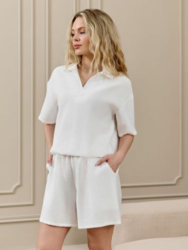Изображение товара «Женские шорты из фактурного полотна «Женские ясмина-5 [белый]» арт 89872» из магазина «Ивановский-Текстиль.РФ»