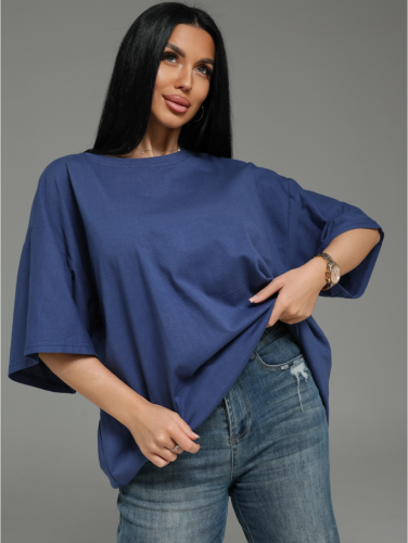 Изображение товара «Женская футболка из кулирки «Анита-2 [индиго]» арт 87265» из магазина «Ивановский-Текстиль.РФ»