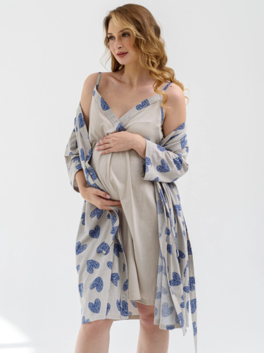 Изображение товара «Ночной комплект (сорочка+халат) из кулирки для беременных «Дела сердечные 2260-К (бежевый)» арт 79648» из магазина «Ивановский-Текстиль.РФ»