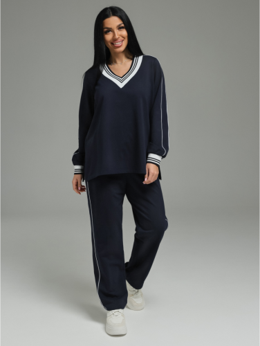 Изображение товара «Женский костюм (свитшот+брюки) из футера с лайкрой пенье «Акцент [синий]» арт 88672» из магазина «Ивановский-Текстиль.РФ»