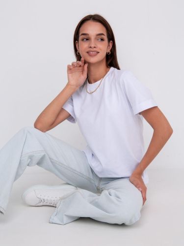 Изображение товара «Посл размер Женская футболка из кулирки с лайкрой «1647» арт 87613» из магазина «Ивановский-Текстиль.РФ»