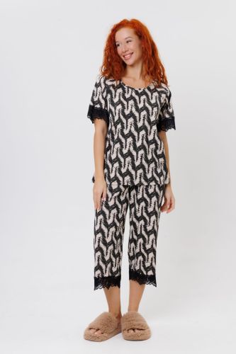 Изображение товара «Женская пижама (футболка+бриджи) из кулирки «1866/1» арт 89499» из магазина «Ивановский-Текстиль.РФ»