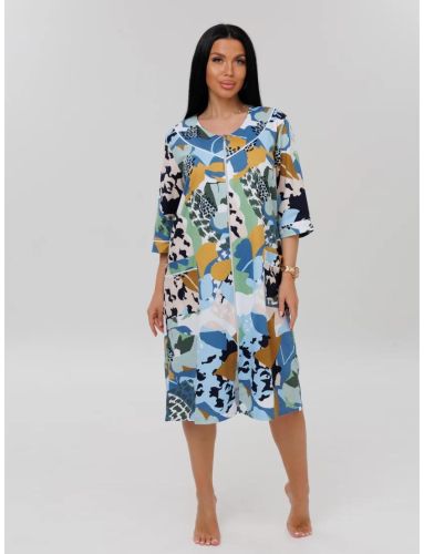 Изображение товара «Женский халат (на молнии) из кулирки «Х-74 (К) (голубой)» арт 87866» из магазина «Ивановский-Текстиль.РФ»