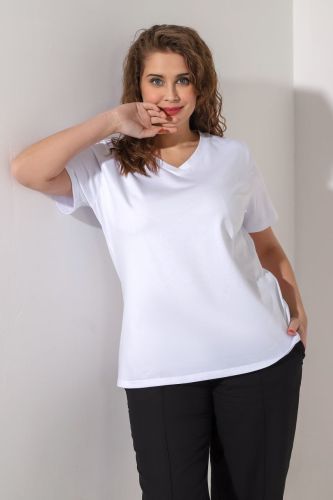 Изображение товара «Женская футболка из кулирки с лайкрой «Базис-5 [белый]» арт 89858» из магазина «Ивановский-Текстиль.РФ»