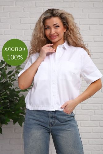 Изображение товара «Женская рубашка из сатина «1115 [белый]» арт 92661» из магазина «Ивановский-Текстиль.РФ»