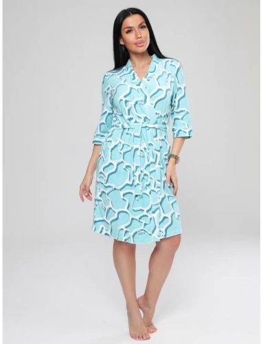 Изображение товара «Женский халат (на запах с поясом) из махры «Х-112 (М) (ментол)» арт 86911» из магазина «Ивановский-Текстиль.РФ»