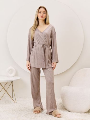 Изображение товара «Женские брюки из фактурного трикотажа «Эвила-2 [капучино]» арт 87346» из магазина «Ивановский-Текстиль.РФ»