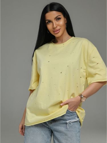 Изображение товара «Женская футболка из кулирки пенье деворе «Винтаж [желтый]» арт 89774» из магазина «Ивановский-Текстиль.РФ»