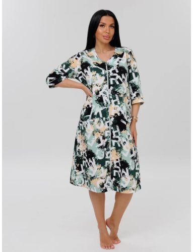 Изображение товара «Женский халат (на молнии) из кулирки «Х-74 (К) (зеленый)» арт 87872» из магазина «Ивановский-Текстиль.РФ»