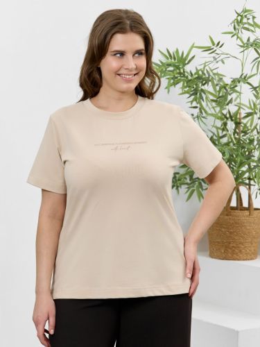Изображение товара «Женская футболка из кулирки с лайкрой «Соло [бежевый]» арт 89674» из магазина «Ивановский-Текстиль.РФ»