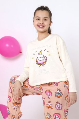 Изображение товара «Пижама для девочки (джемпер+брюки) из кулирки «Единопончик-1 [молочный]» арт 81123» из магазина «Ивановский-Текстиль.РФ»